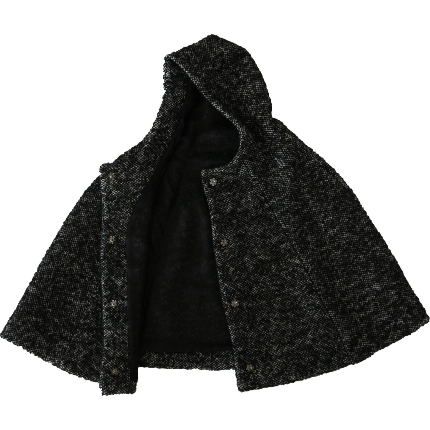 Dolce & Gabbana Gray Tweet Wool Kaftan Jacket Coat Top Hood Scarf