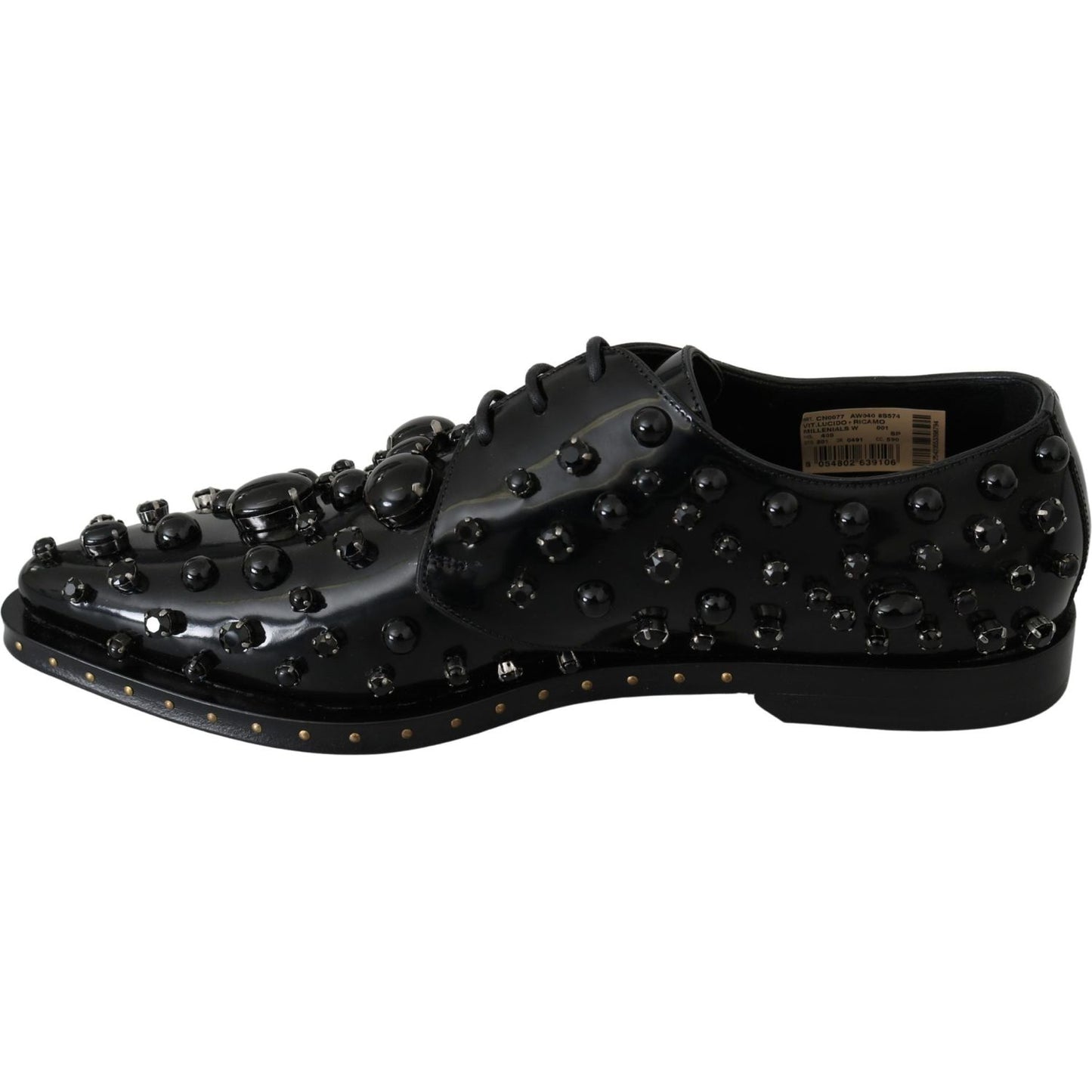 Dolce & Gabbana Black Leather Crystals Dress Broque Shoes