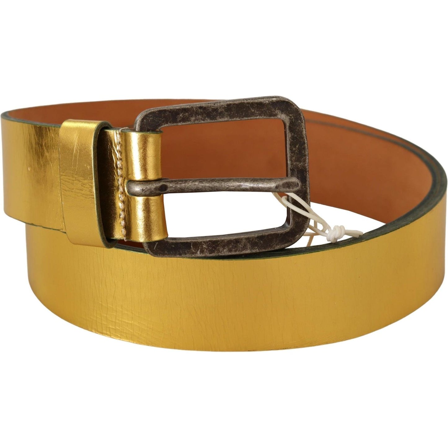 John Galliano Gold Genuine Leather Rustic Silver Buckle Waist Belt BEL8142 -100