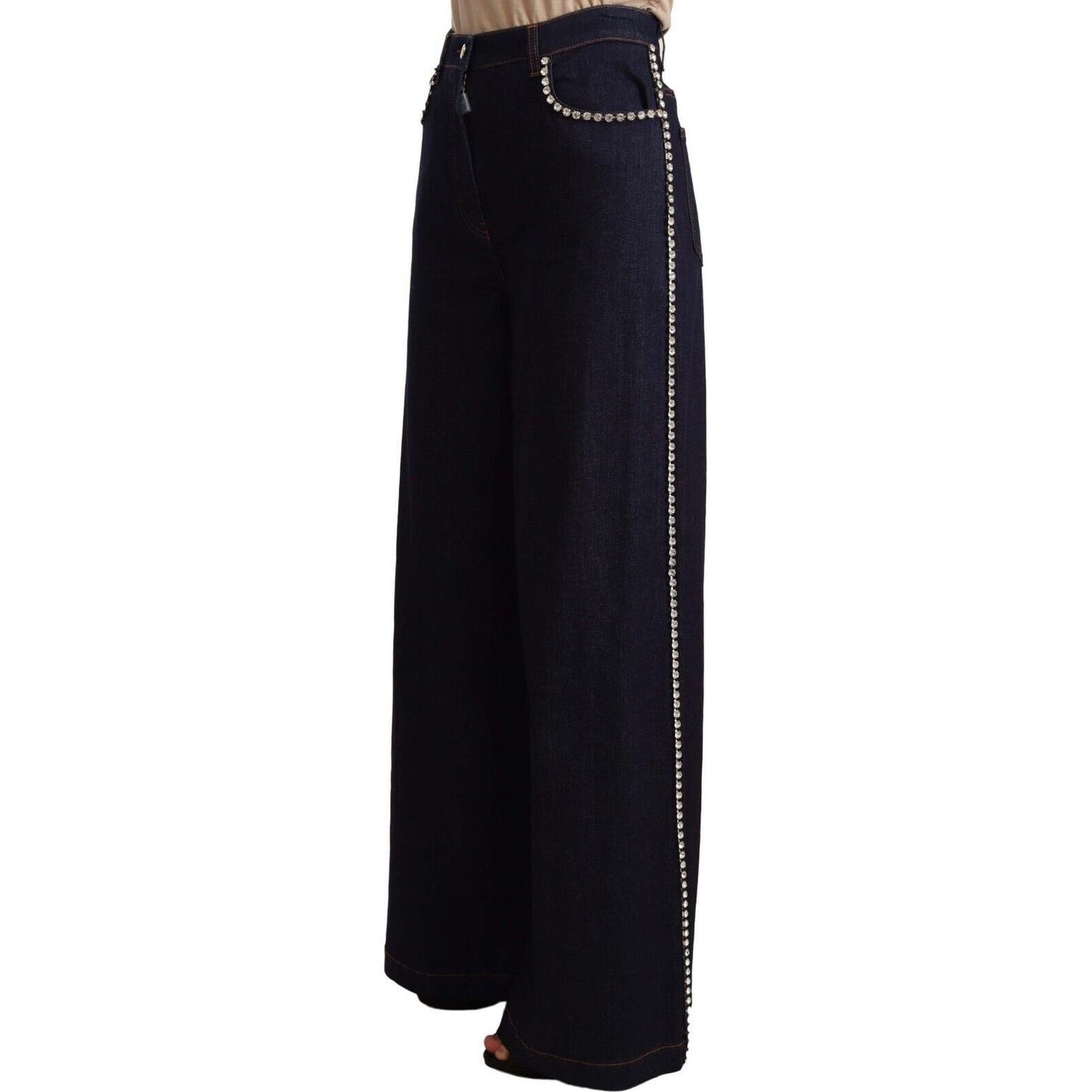 Dolce & Gabbana Dark Blue Crystal Embellished Flare Jeans PAN72287 - 46