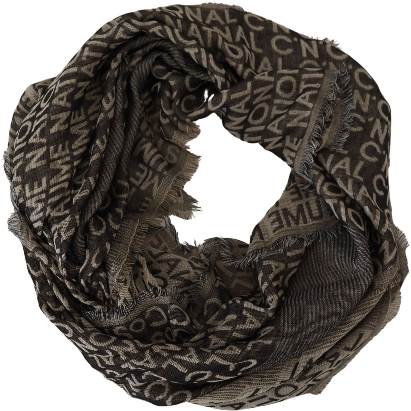Costume National Gray Logo Knit Neck Wrap Shawl Scarf
