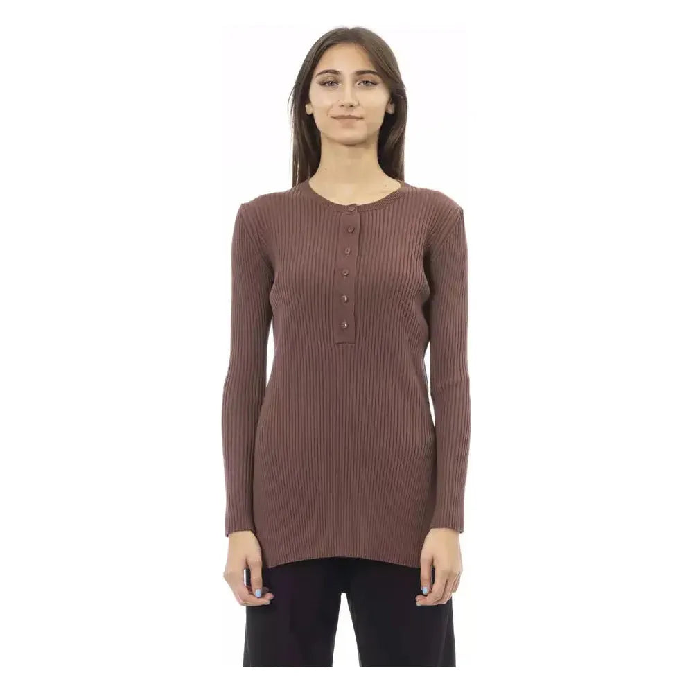Alpha Studio Brown Viscose Women Sweater AL-23530-IT42|M