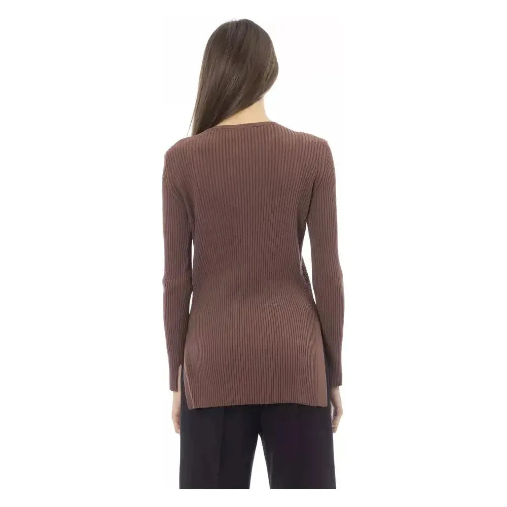 Alpha Studio Brown Viscose Women Sweater AL-23530-IT42|M