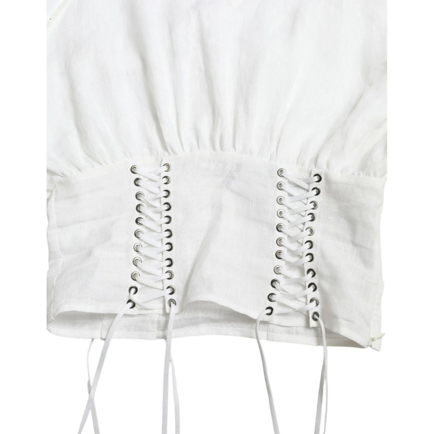 Dolce & Gabbana White Cotton Corset Cropped Long Sleeves Topclothing