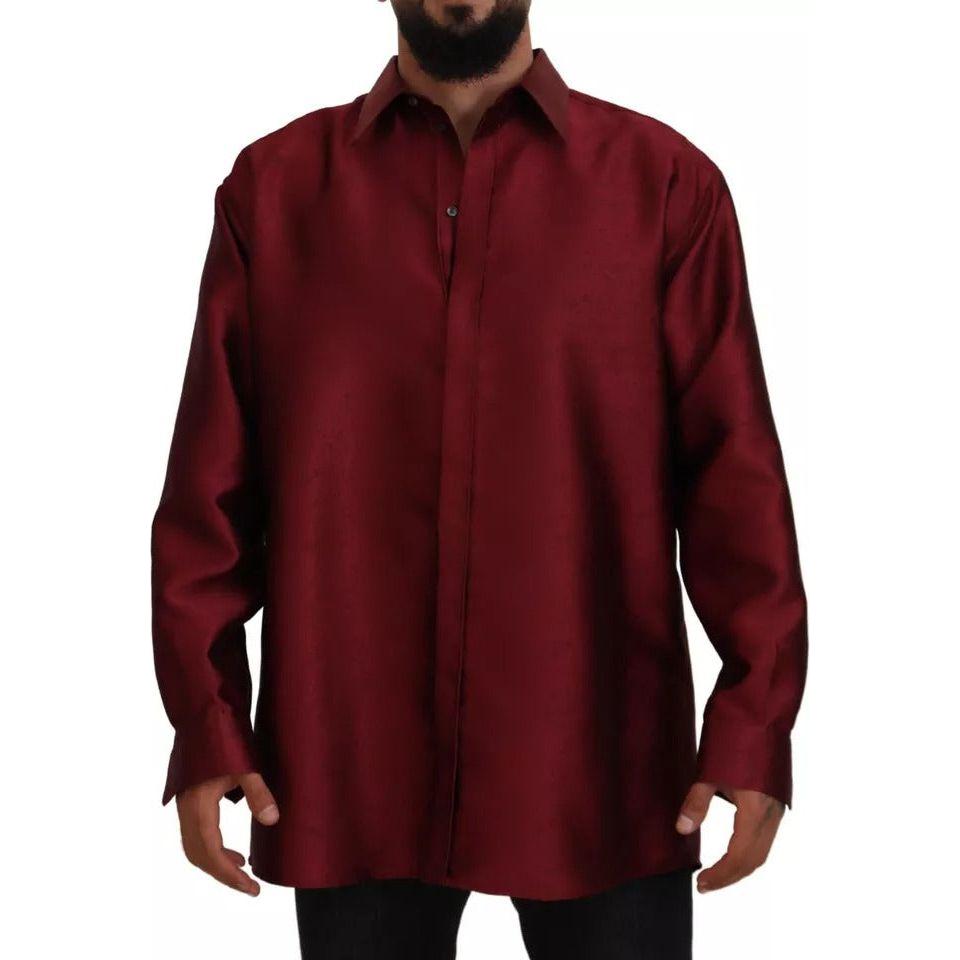 Dolce & Gabbana Bordeaux Cotton Long Sleeve Men Formal Shirt JKT3586-40
