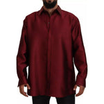 Dolce & Gabbana Bordeaux Cotton Long Sleeve Men Formal Shirt JKT3586-40