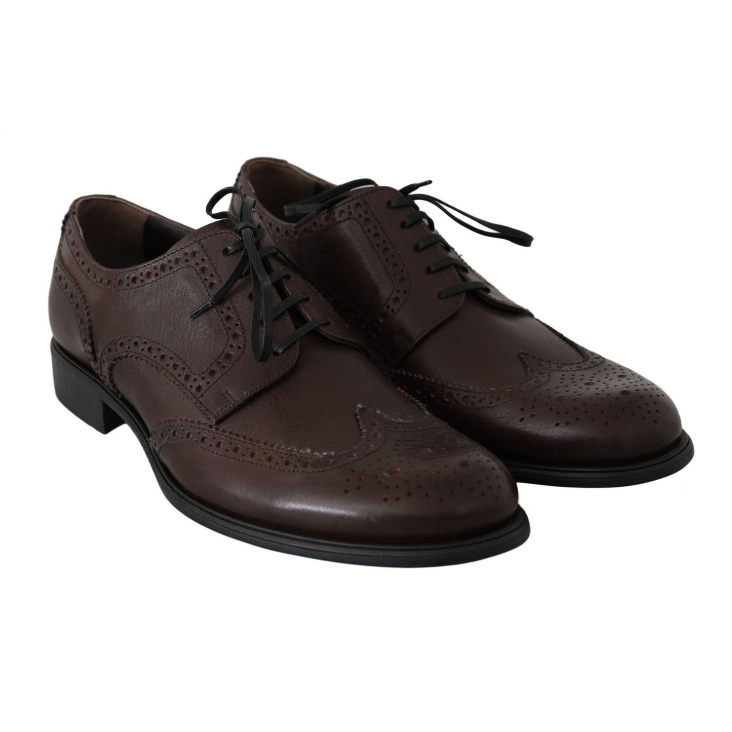 Dolce & Gabbana Brown Leather Brogue Derby Dress Shoes