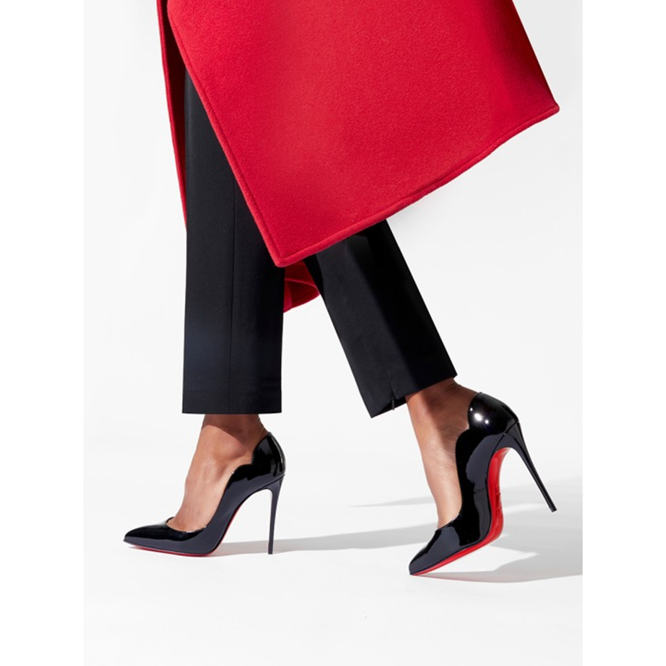 Christian Louboutin Black Patent Leather Hot Chick Pumps 100