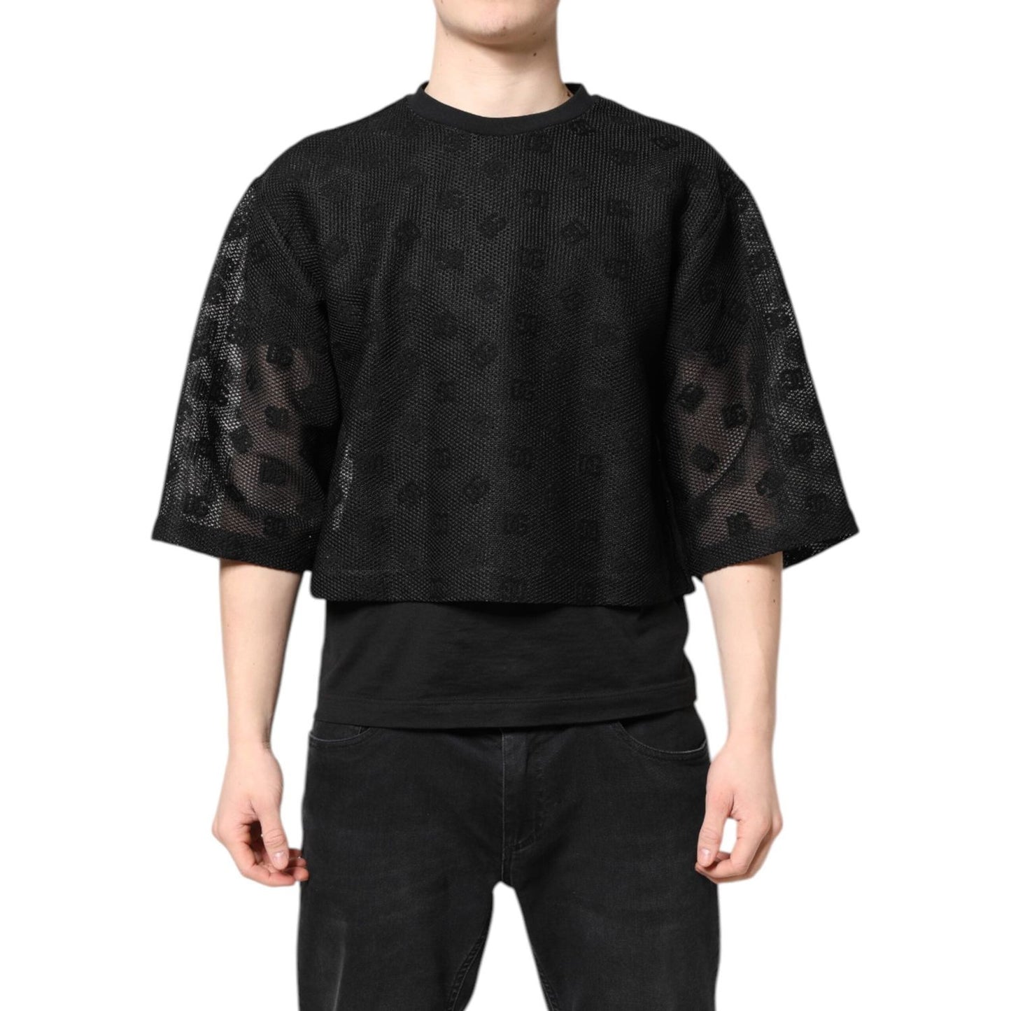 Dolce & Gabbana Black See Through Logo Short Sleeves T-shirt TSH90319-50
