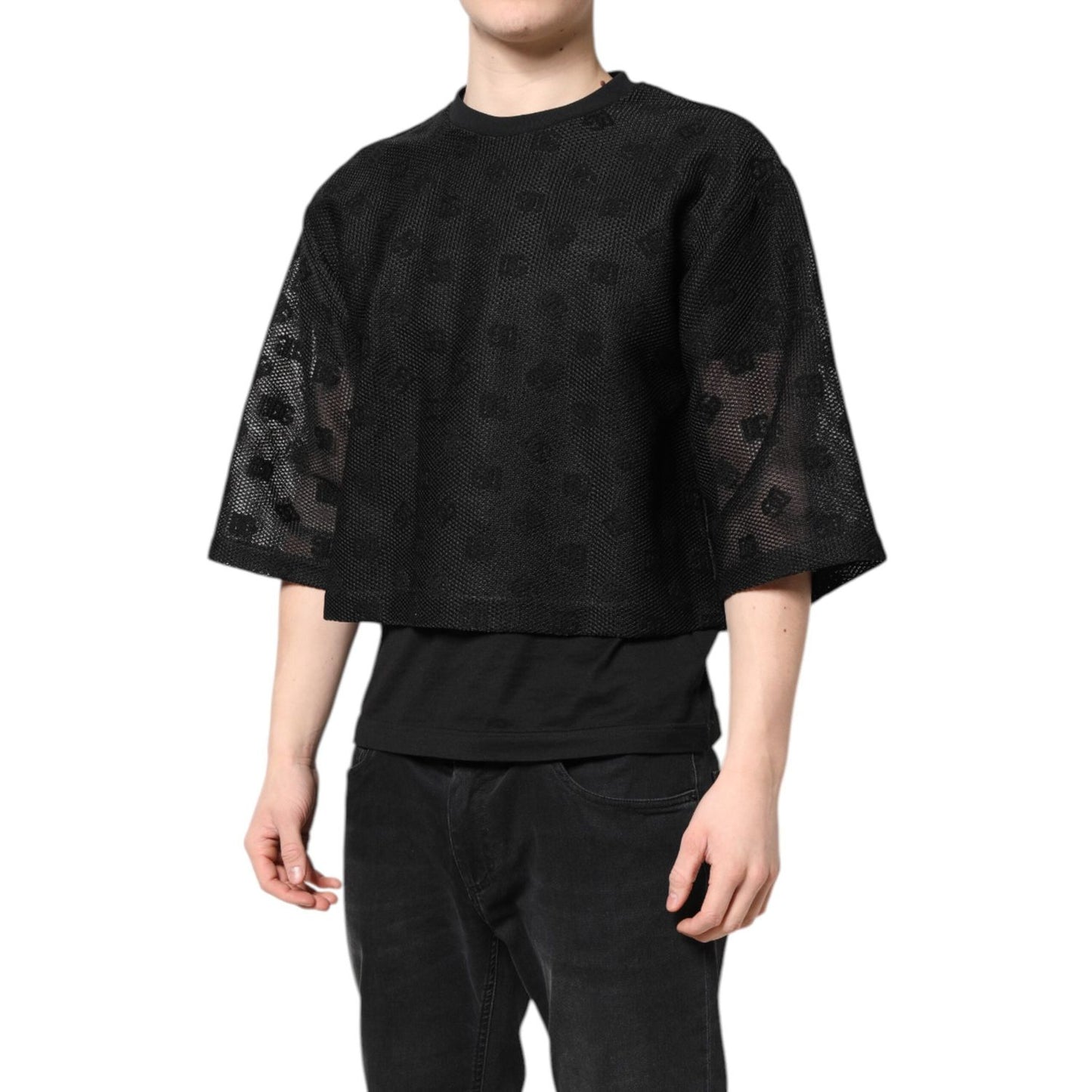 Dolce & Gabbana Black See Through Logo Short Sleeves T-shirt TSH90319-50