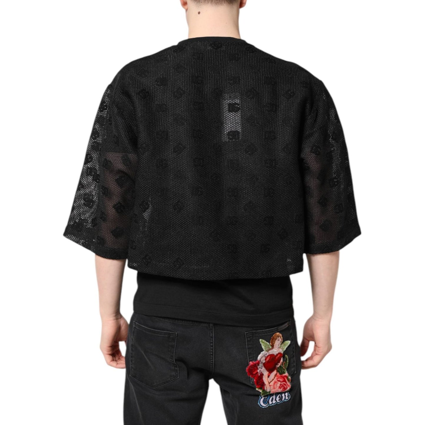 Dolce & Gabbana Black See Through Logo Short Sleeves T-shirt TSH90319-50