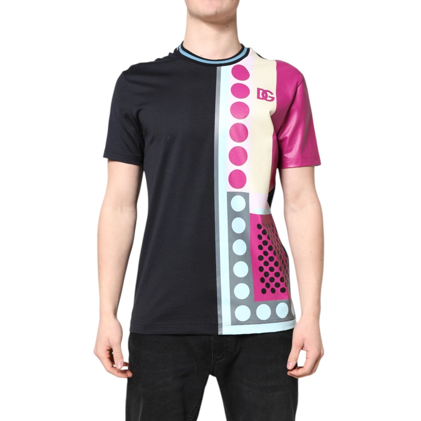 Dolce & Gabbana Multicolor Printed Logo Short Sleeve T-shirt TSH90322-50