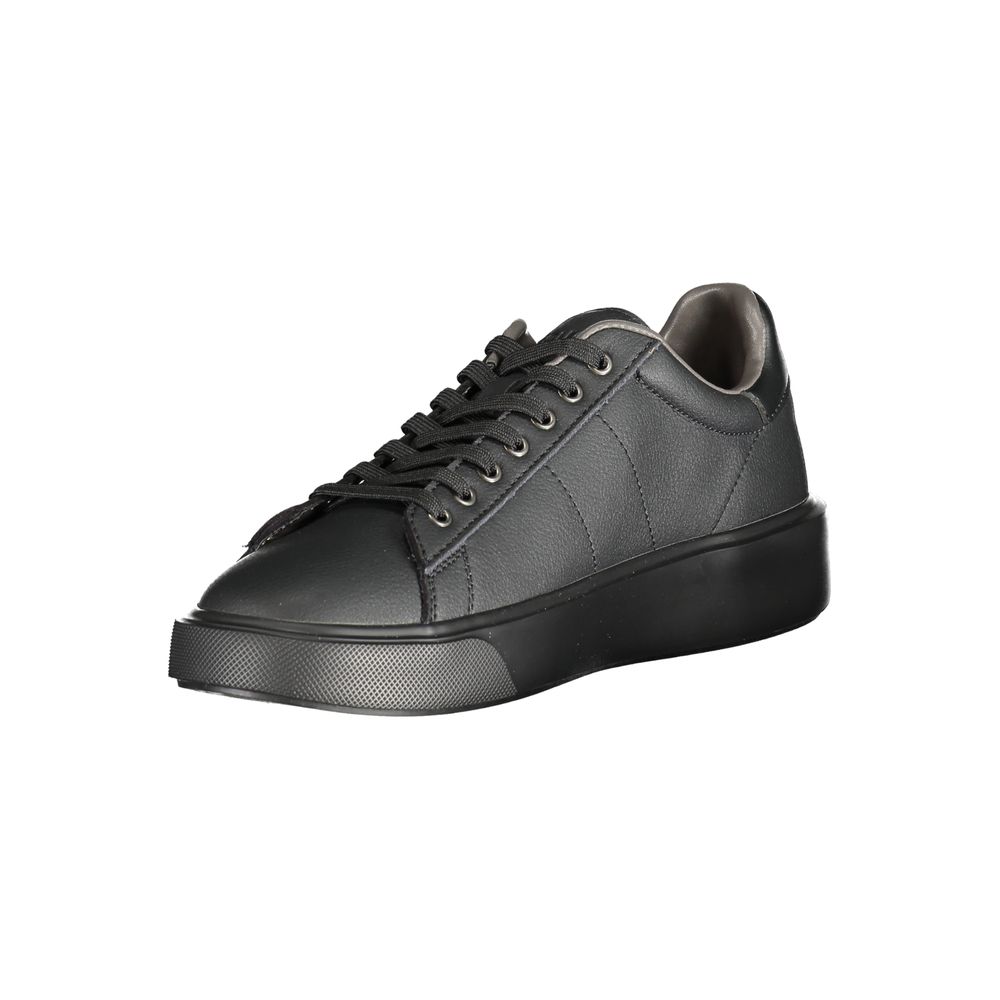 Blauer Black Polyester Sneaker with laces, contrasting details, and logo print for sports use.