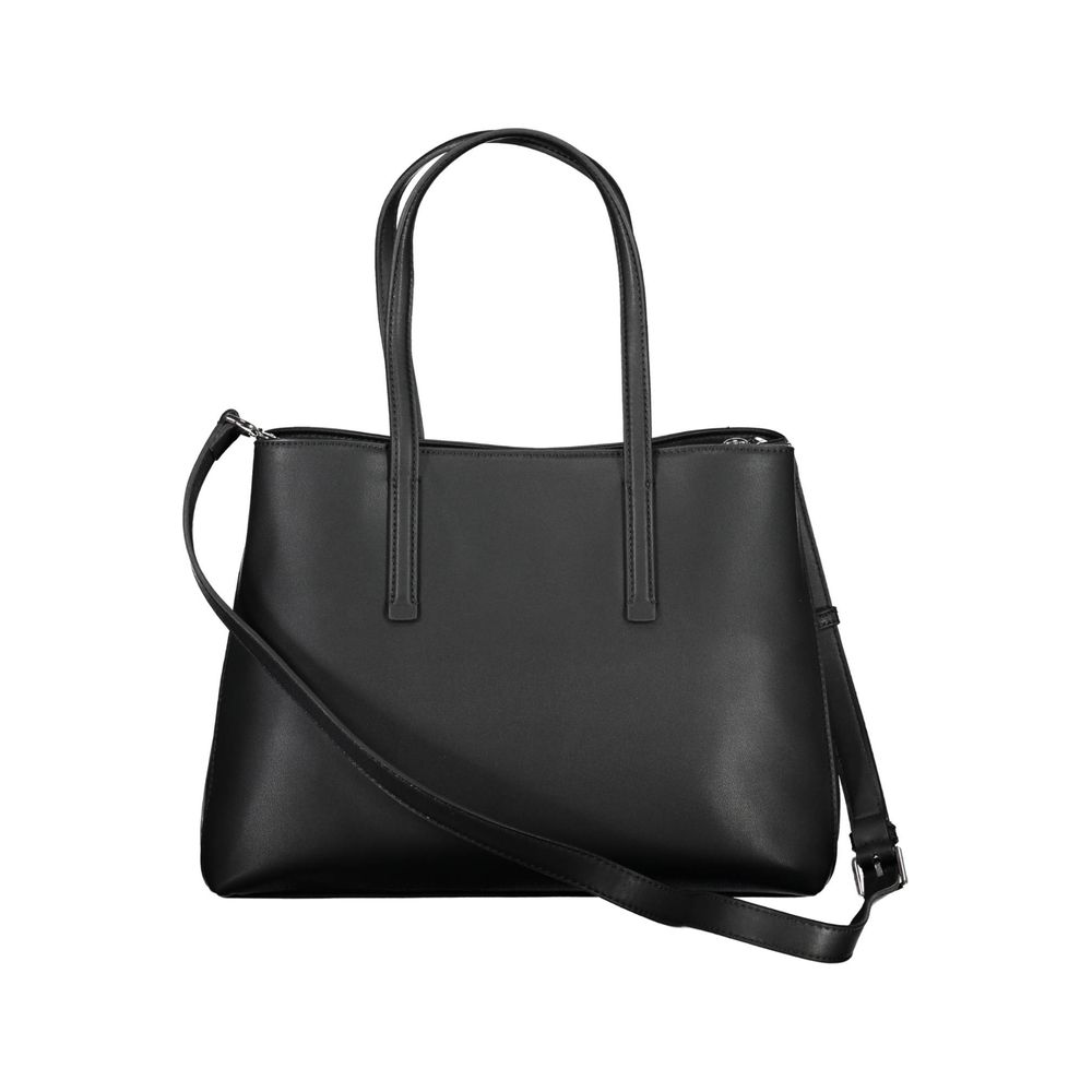 Calvin Klein Black Polyester Women Handbag with dual handles and removable shoulder strap