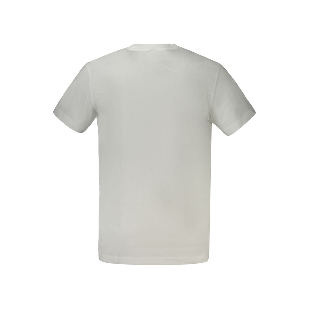 Back view of Calvin Klein White Cotton Men T-Shirt, showcasing classic design and comfortable fit with crew neck, ideal for casual wear.