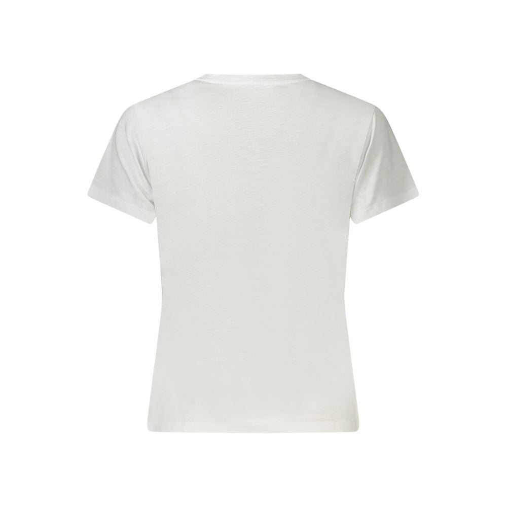 Back view of Guess Jeans White Cotton Women T-Shirt with short sleeves.