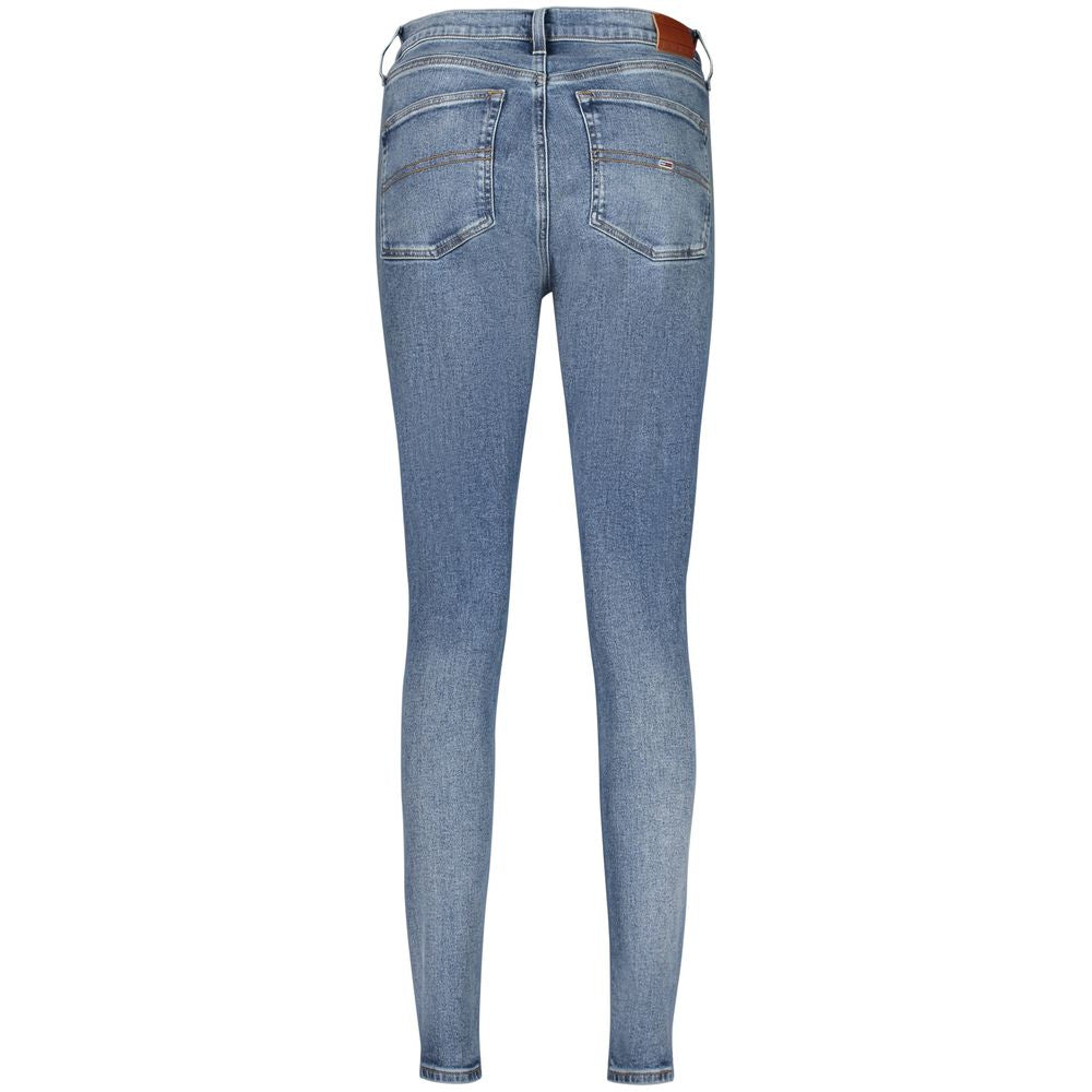 Back view of Tommy Hilfiger Blue Cotton Women's Skinny Jean with washed effect and classic 5-pocket design.