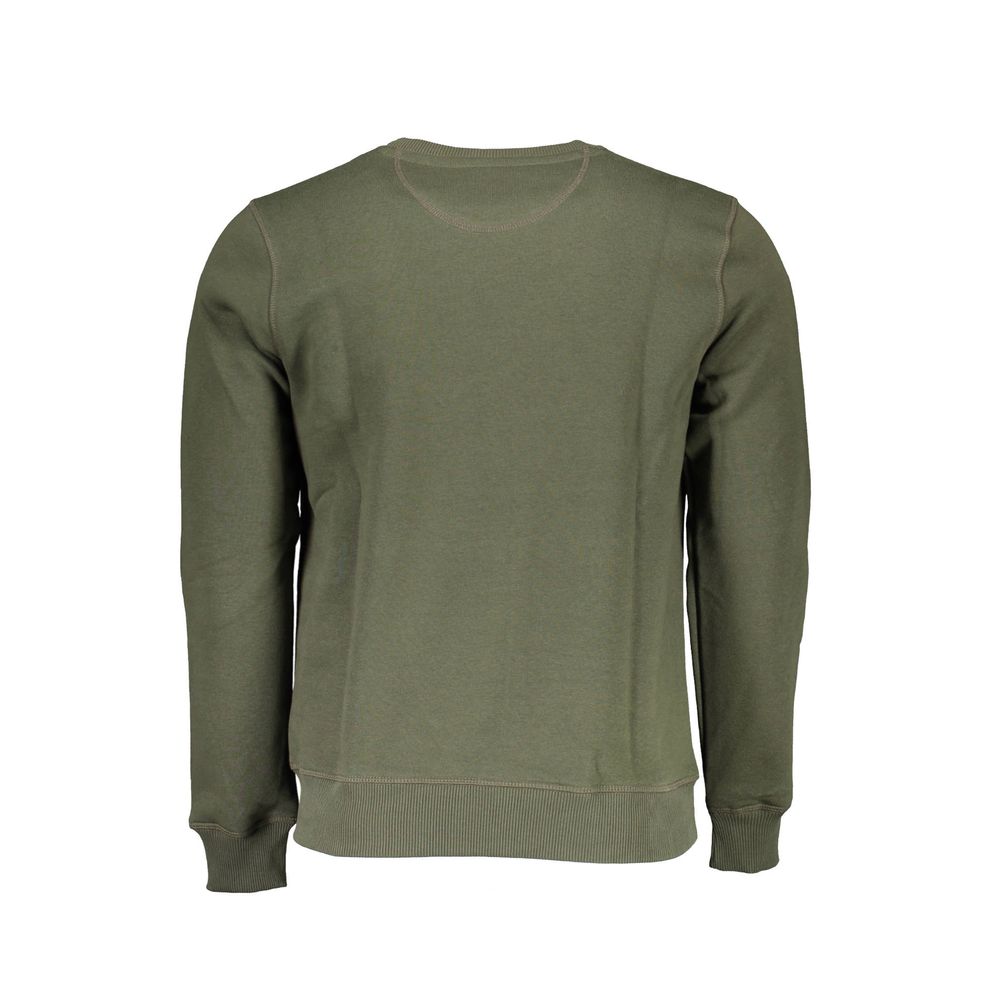 North Sails Green Cotton Men Sweater with long sleeves and crew neck design.