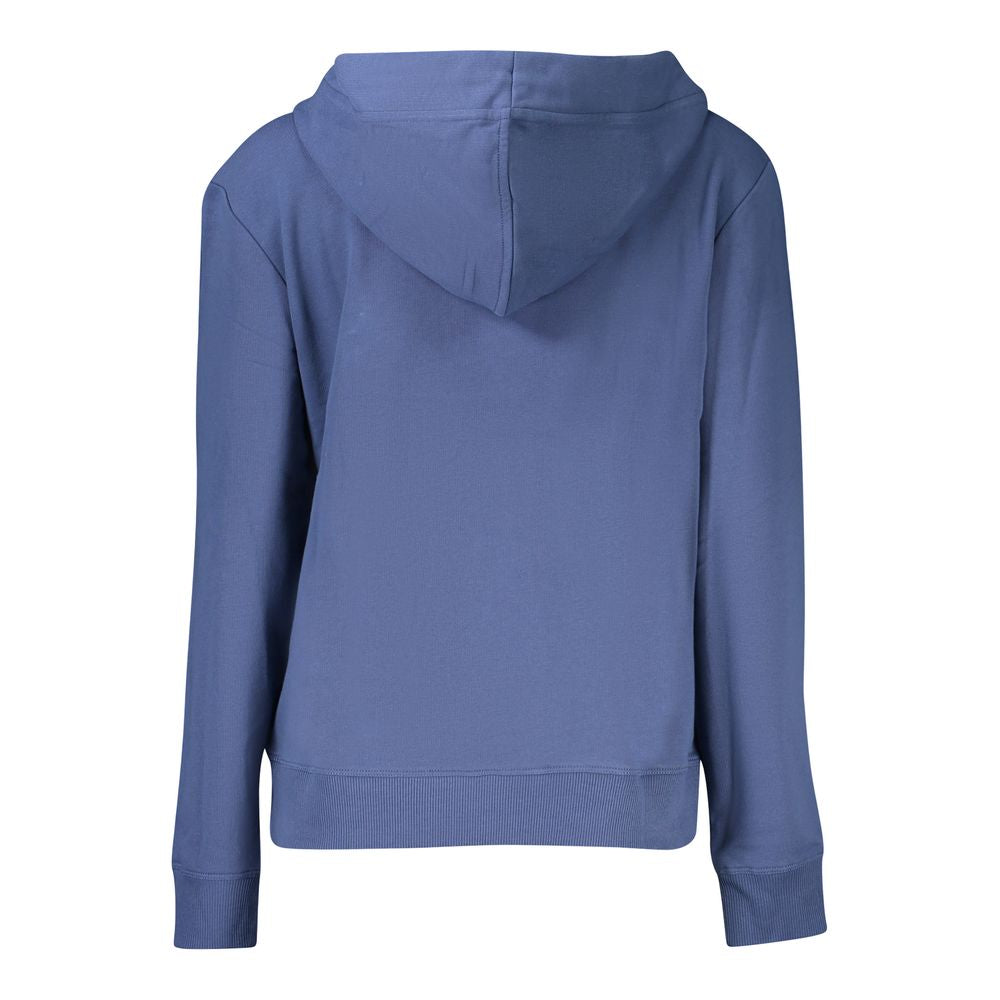 North Sails Blue Cotton Women Sweater with hood and long sleeves, featuring a stylish and luxurious design for contemporary fashion.