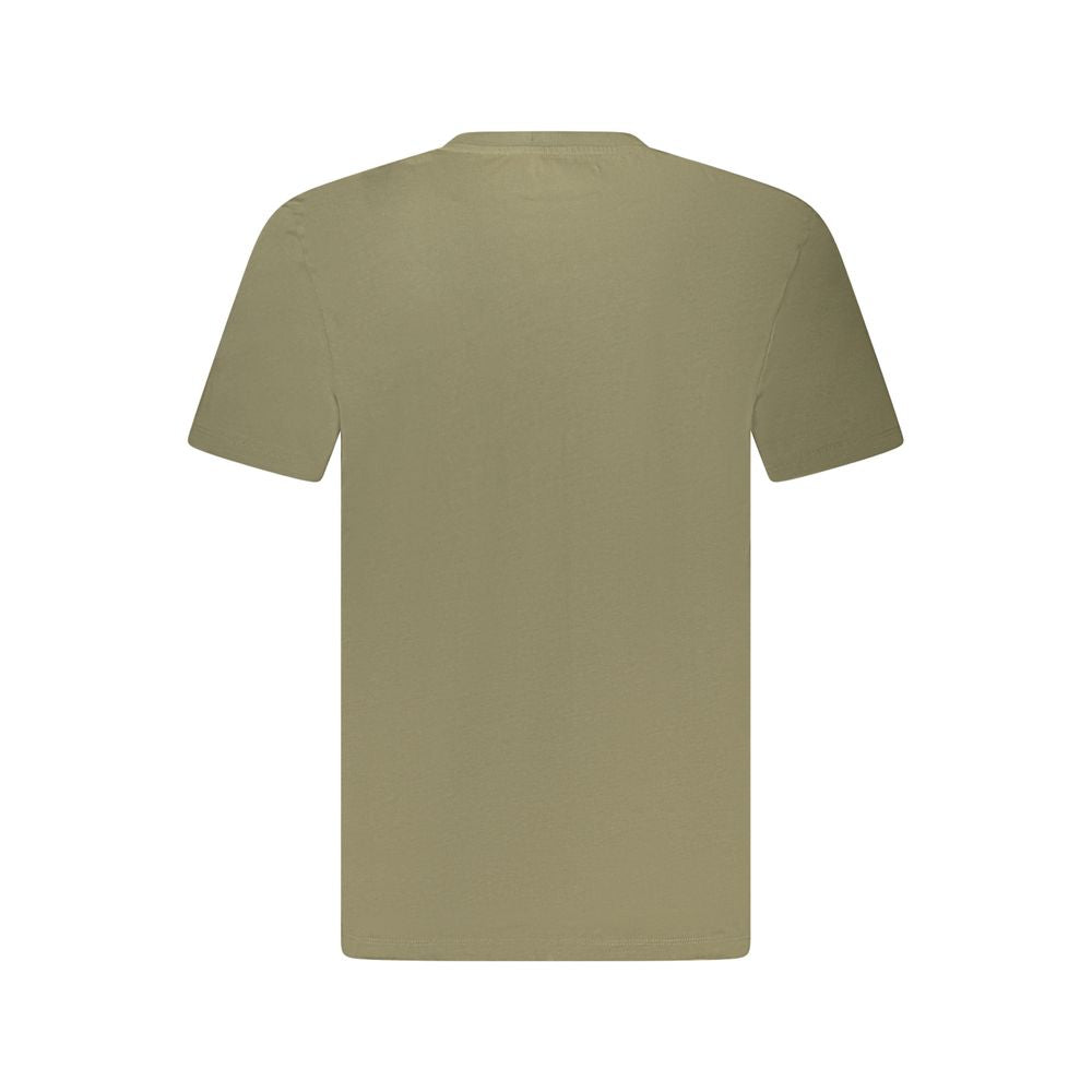 Back view of Timberland Green Cotton T-Shirt, regular fit, short sleeve, crew neck, 100% organic cotton, with wordmark logo.