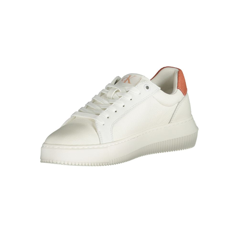 Calvin Klein White Polyethylene Women Sneaker with pink accents, sporty chic design, durable materials, perfect for athleisure.