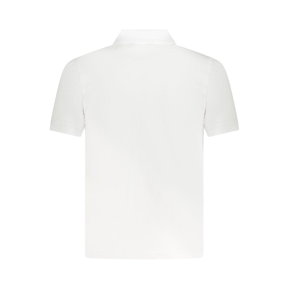 Back view of K-WAY White Cotton Polo Shirt with short sleeves and 2-button detail.