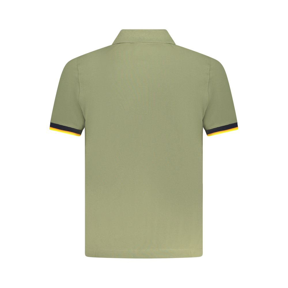 K-WAY Green Cotton Polo Shirt with short sleeves, 2 buttons, contrasting details, and logo application