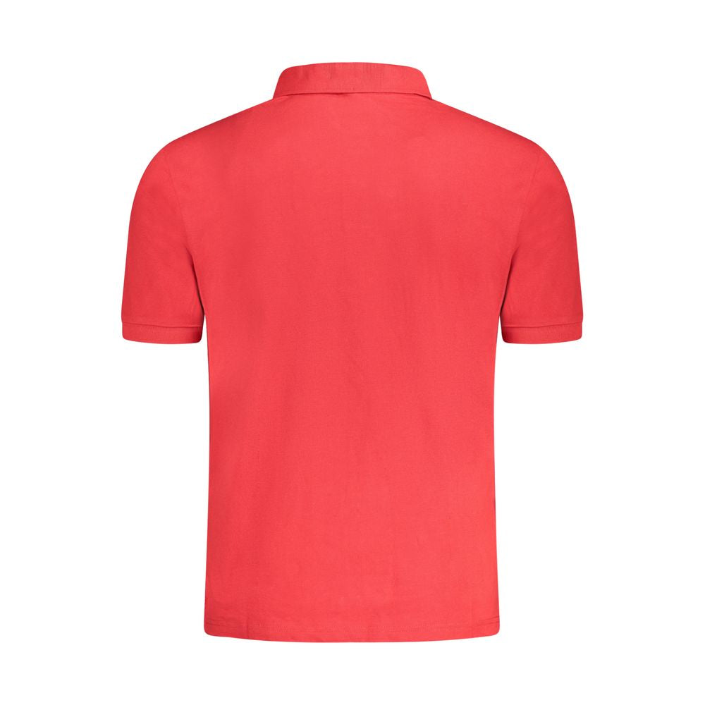 North Sails Red Cotton Men Polo Shirt back view showcasing short sleeves and classic collar design.