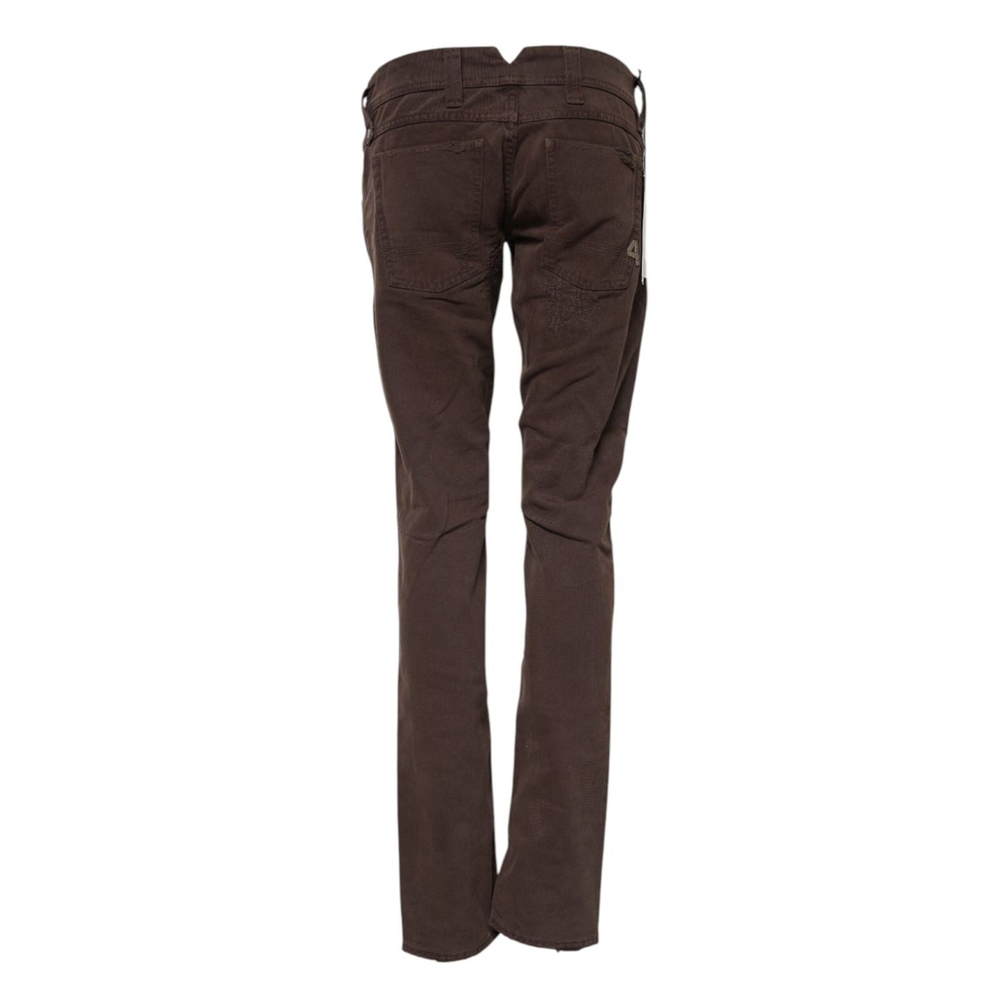 CYCLE Brown Cotton Low Waist Skinny Casual Jeans