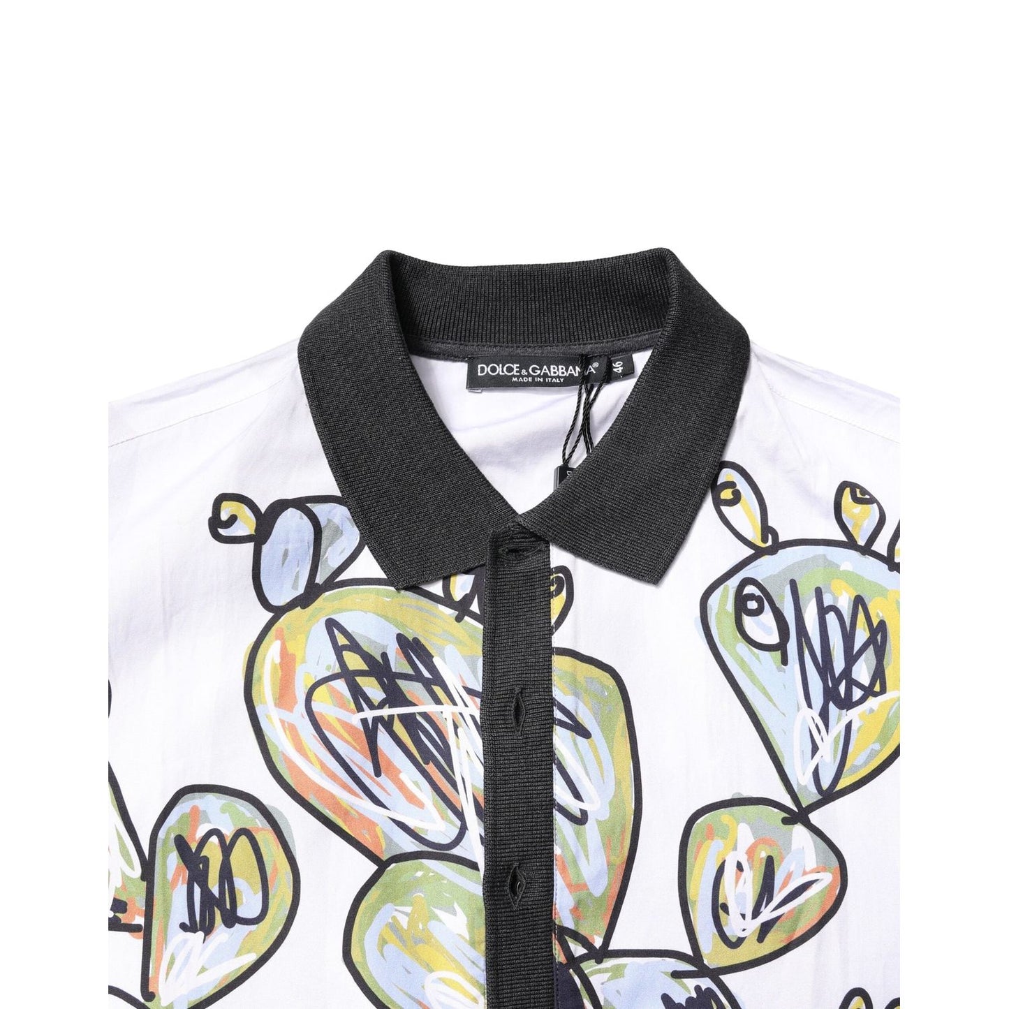 Dolce & Gabbana White Sketch Print Oversized Mens Polo T-shirt TSH91259-48