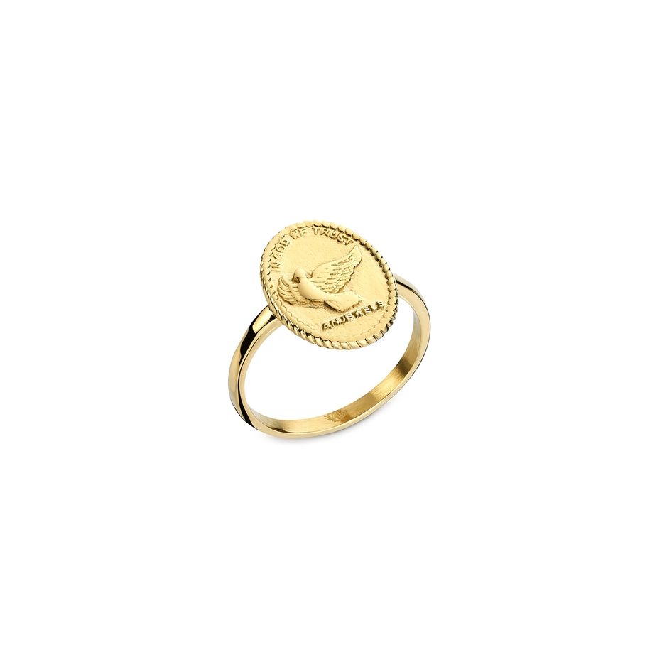 AN JEWELS JEWELRY Mod. AAC.R01Y-8 gold ring with oval eagle design