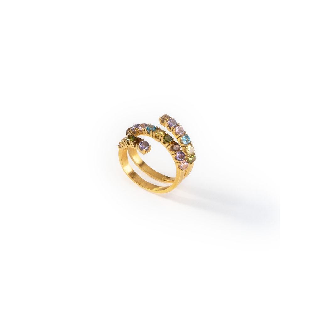 Elegant gold ring featuring gemstones - AN JEWELS JEWELRY Mod. AL.RLIYSUM01-8.