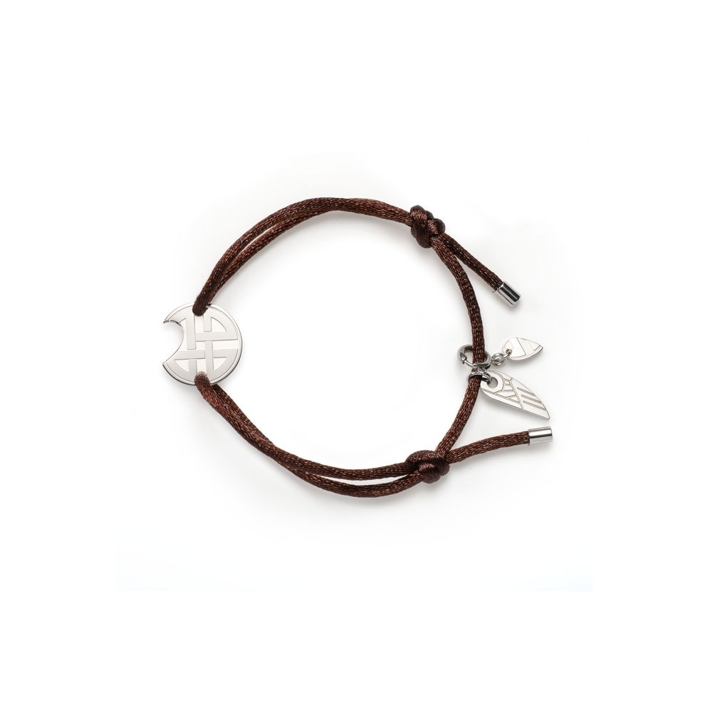AN JEWELS JEWELRY Mod. AV.BGLBSSBR bracelet with brown cord and silver charm