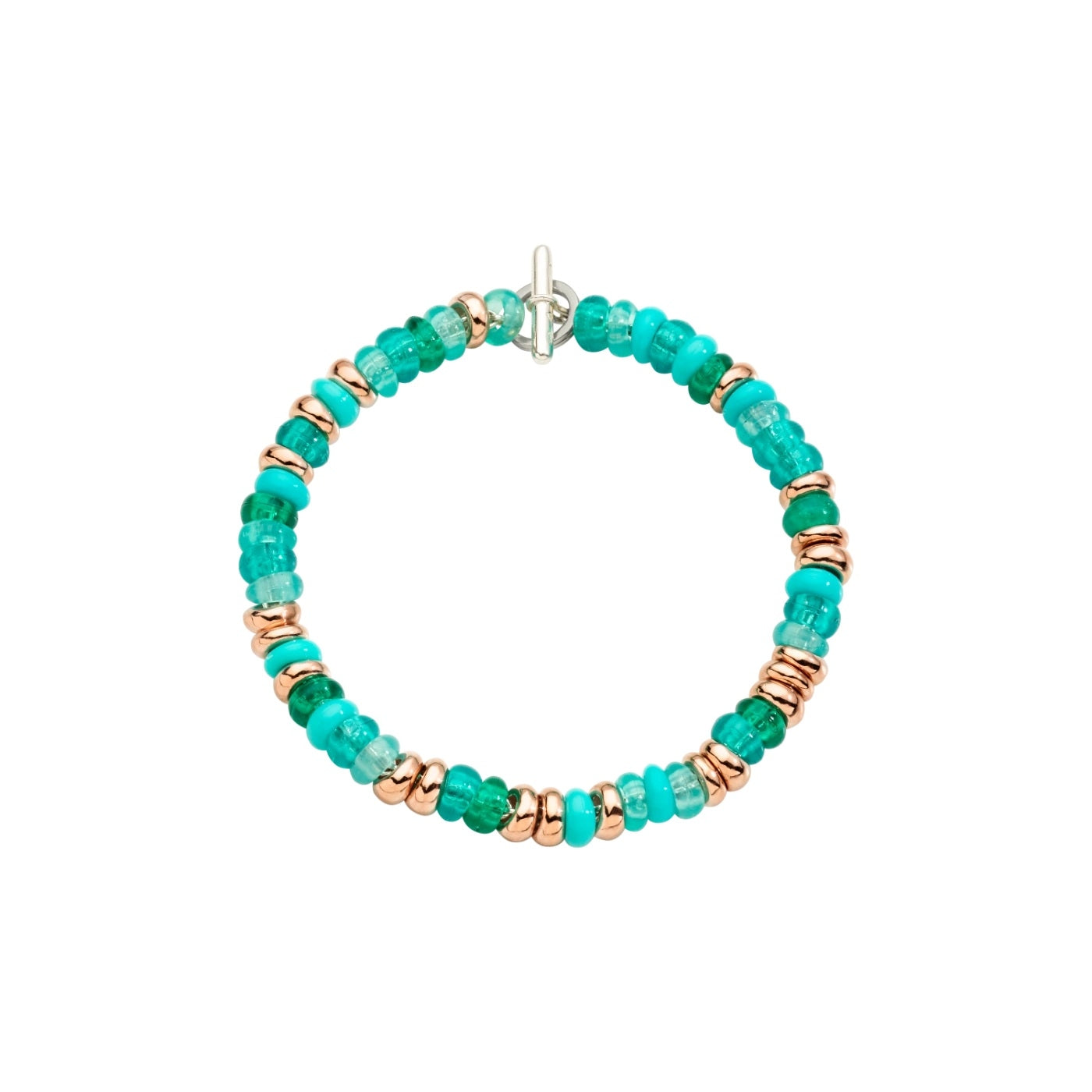 BRACCIALI DODO MOD. DBC2004RONDEVERAGM turquoise and gold beaded bracelet