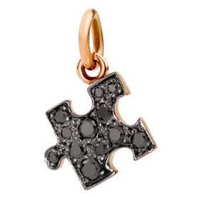 CHARMS DODO MOD. DMC1001PZZLSDBB9R black puzzle piece charm with rose gold accent