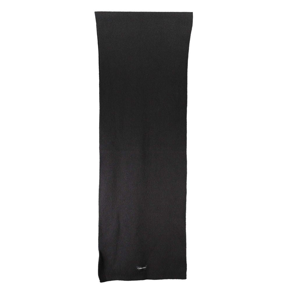 Calvin Klein Black Cotton Scarf 30x192 cm with logo embroidery, stylish and soft, perfect for any occasion.