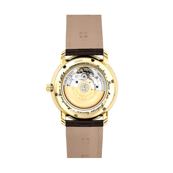 Back view of FREDERIQUE CONSTANT WATCHES Mod. FC-335MC4P5, showcasing the intricate movement and elegant design.