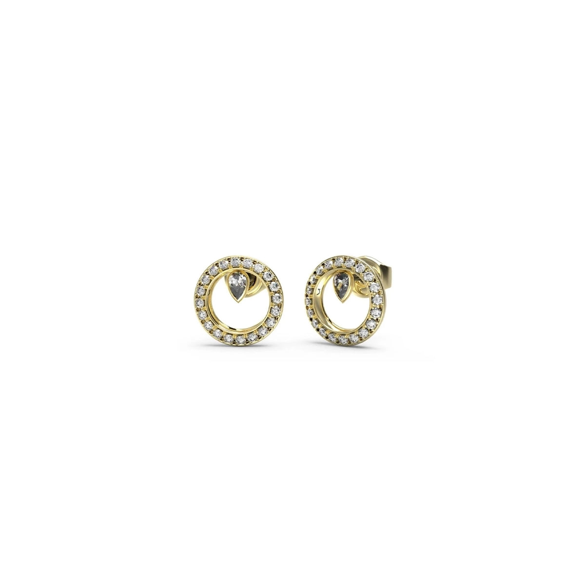 GUESS JEWELS JEWELRY Mod. JUBE04655JWYGT-U gold circular earrings with clear stones