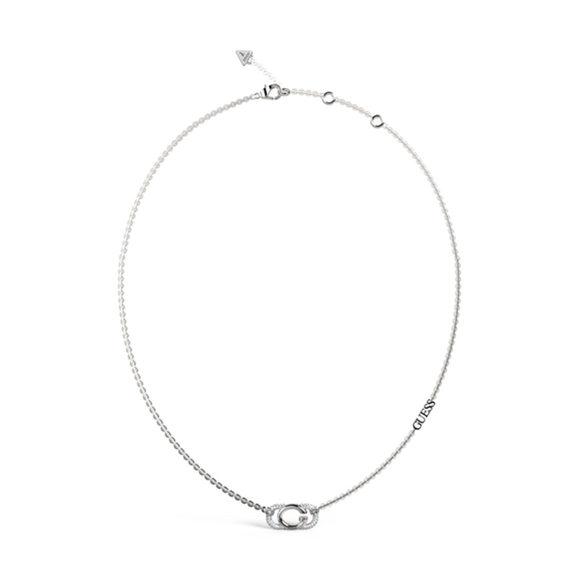 GUESS JEWELS JEWELRY Mod. JUBN04509JWRHT-U silver necklace with GUESS charm and elegant design.