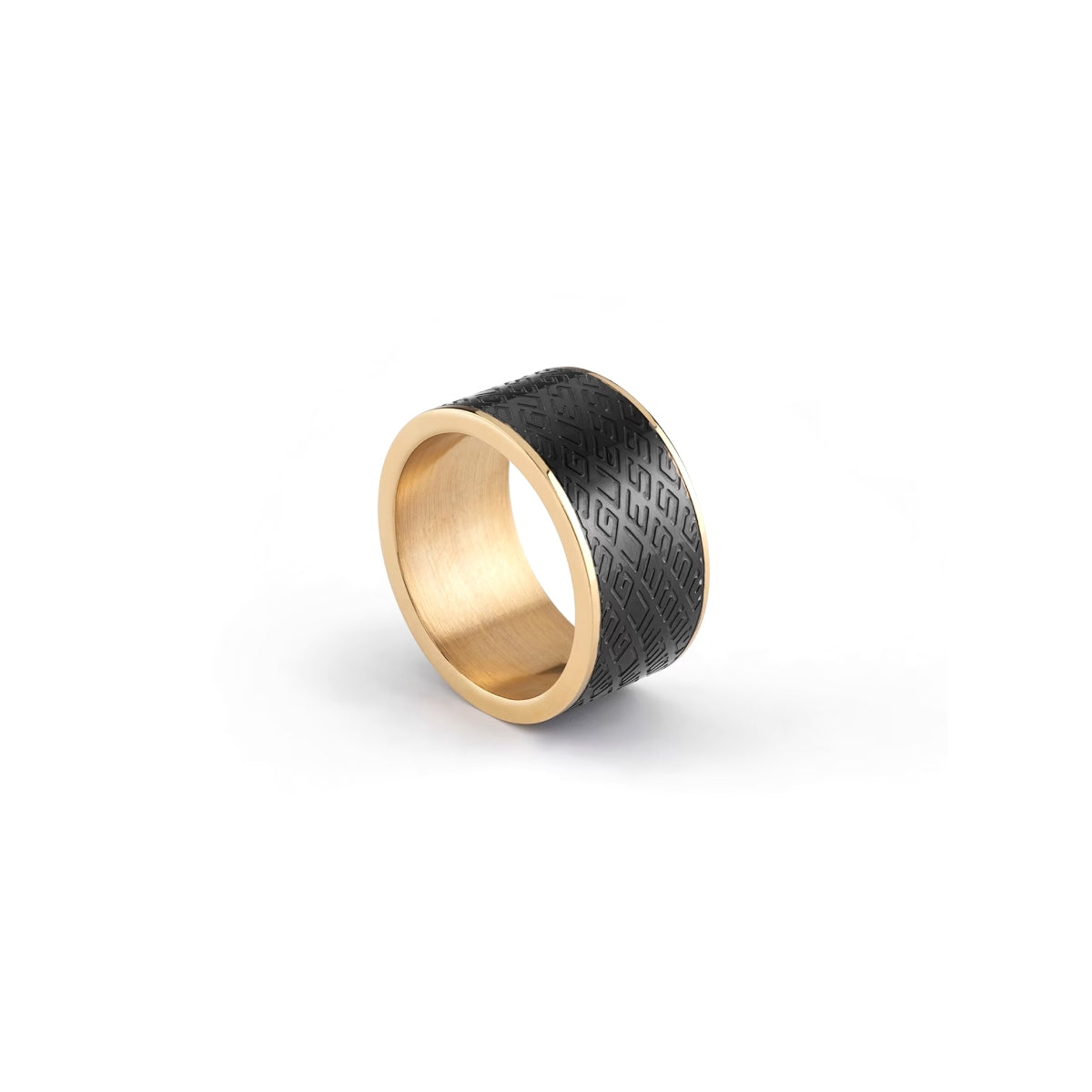 GUESS JEWELS JEWELRY Mod. JUMR03226JWYGBK66 gold and black ring