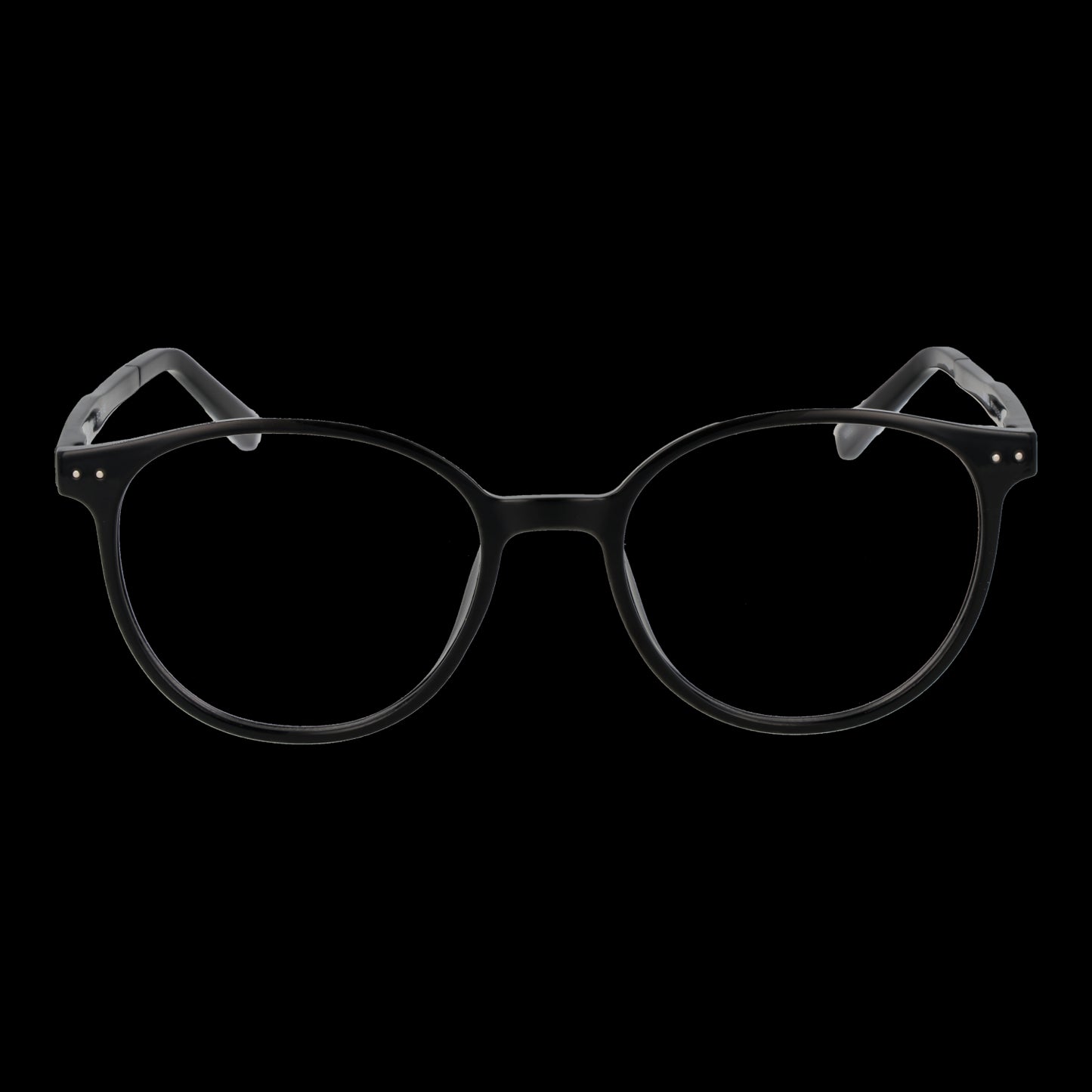 Black lady's eyeglasses model INVU MOD. M4310 51A with round frames shown on a black background.