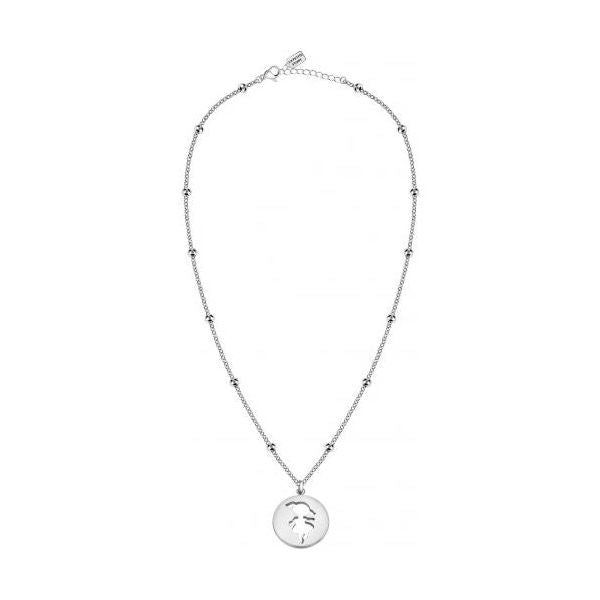 LA PETITE STORY JEWELRY Mod. LPS10AQL01 - silver necklace with a circular pendant featuring an engraved design.