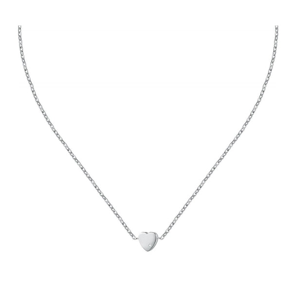 Heart-shaped silver necklace from LA PETITE STORY JEWELRY Mod. LPS10ASD08 on a thin chain.