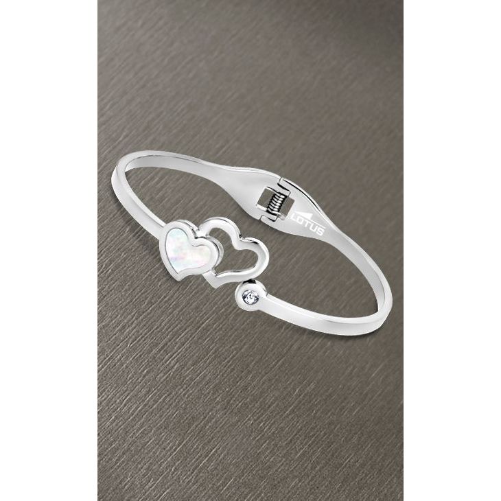 LOTUS JEWELS JEWELRY Mod. LS1792-2/1 silver bracelet with heart design on textured background.