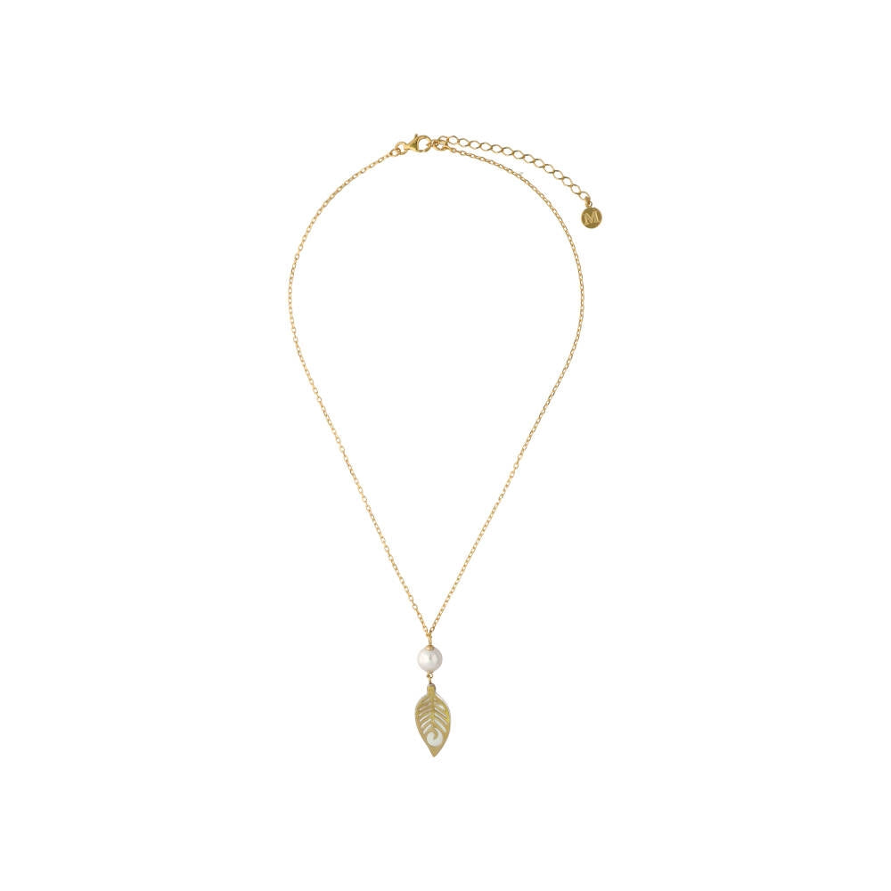 MAJORICA JEWELRY Mod. 16630.01.1.000.010.1 necklace with gold chain and leaf pendant