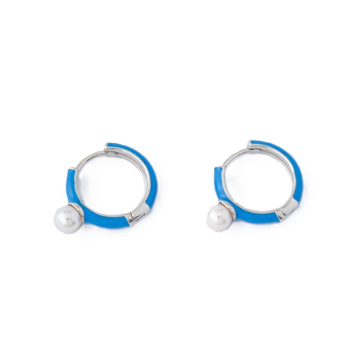 MAJORICA JEWELRY Mod. 17350.01.2.E00.000.1 stylish hoop earrings with pearls and blue accents