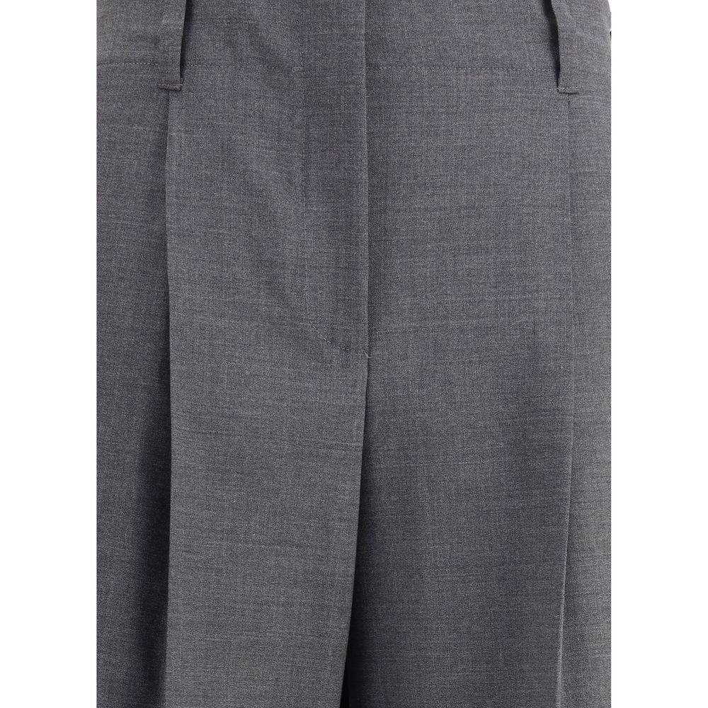 P.A.R.O.S.H. Gray Elastane Casual Pants with wide leg, elasticized waistband, and button closure; perfect for AW25 season.