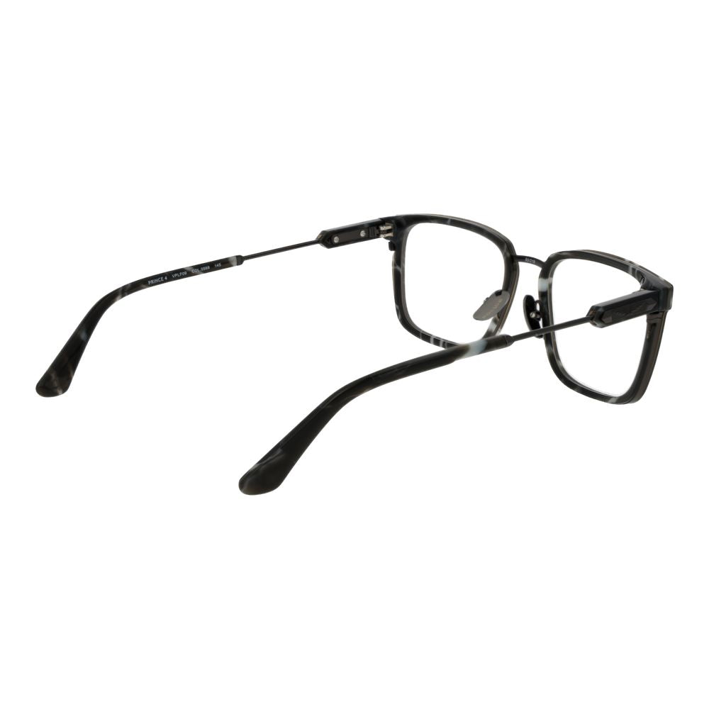 Police Gray Metal Glasses (Frames), men’s full-rim square style with grey metal frame and demo lenses, size 53-19-145.