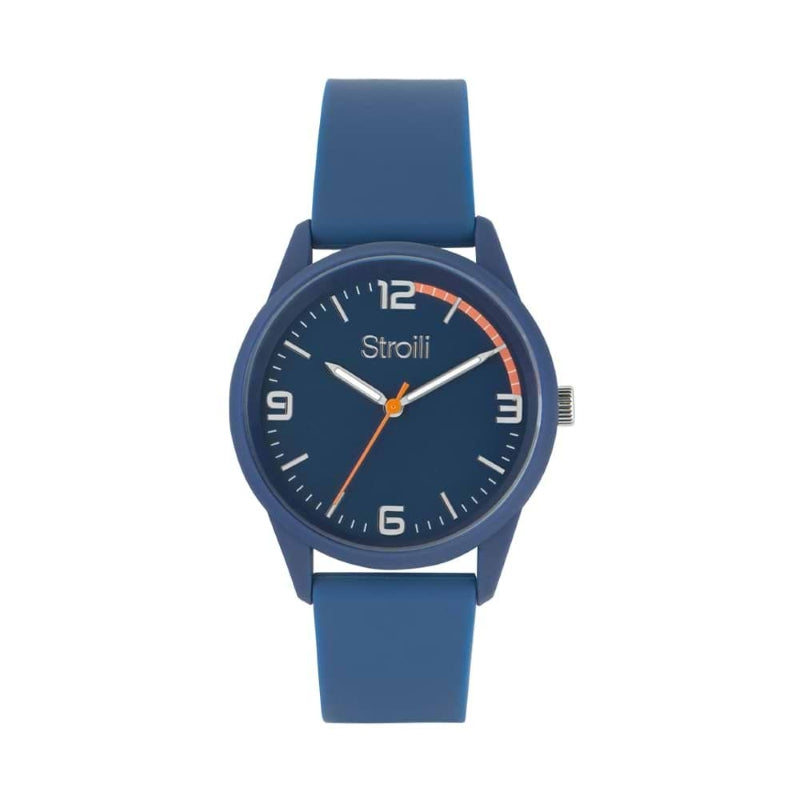 STROILI Mod. 1674249 blue wristwatch with orange accents and silicone strap.