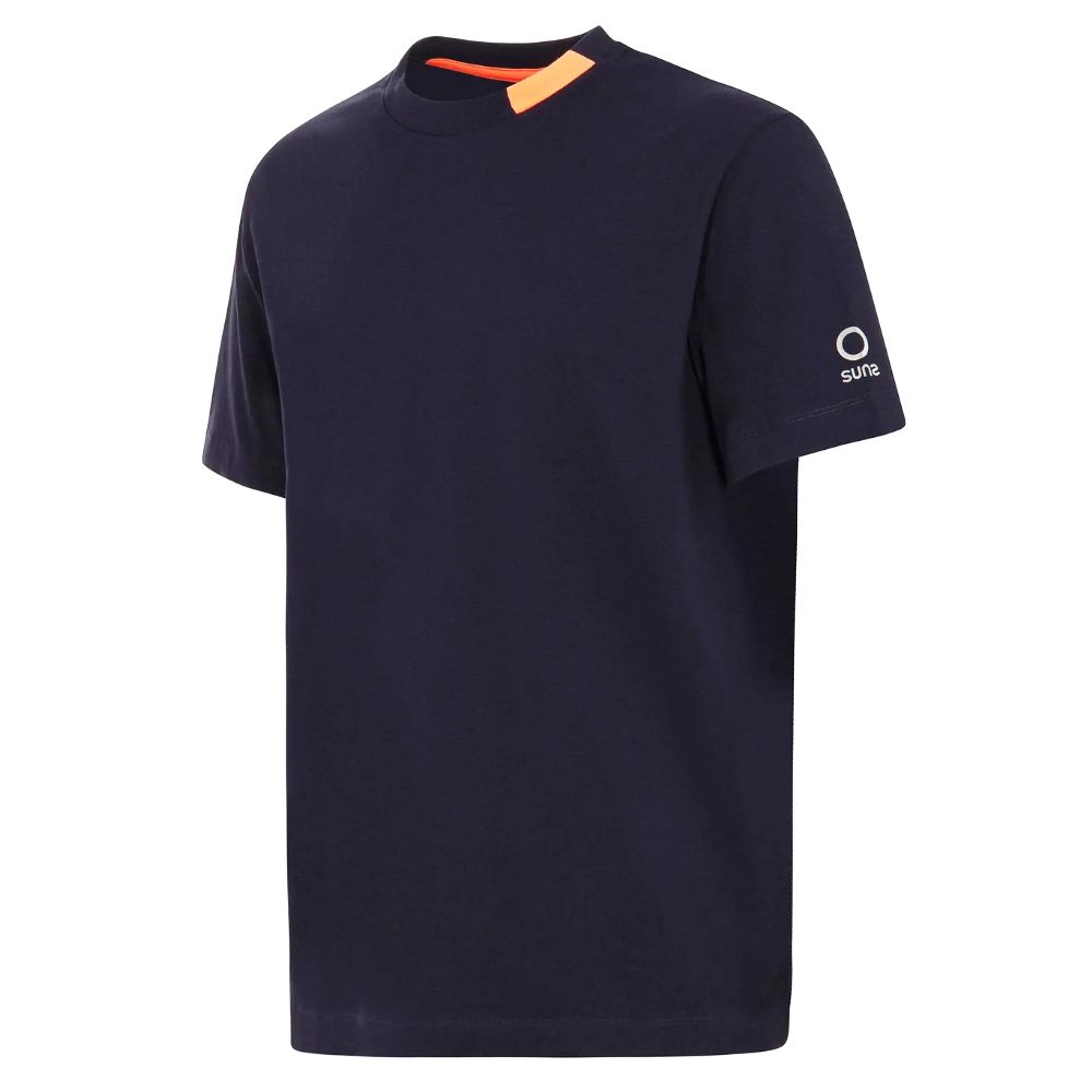 Suns Blue Cotton T-Shirt in dark blue, featuring stretch technical fabric and branded paolo tag, ideal for casual wear.